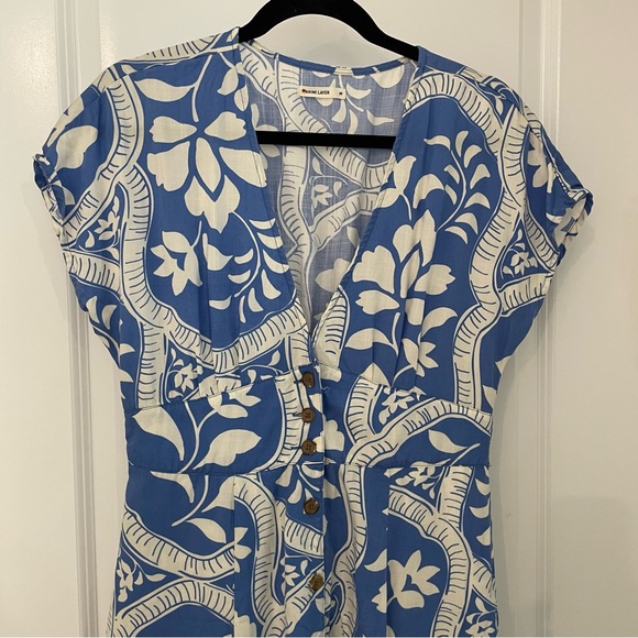 Marine Layer Camila Mini Dress Size Blue Floral Coastal Casual - Picture 4 of 7